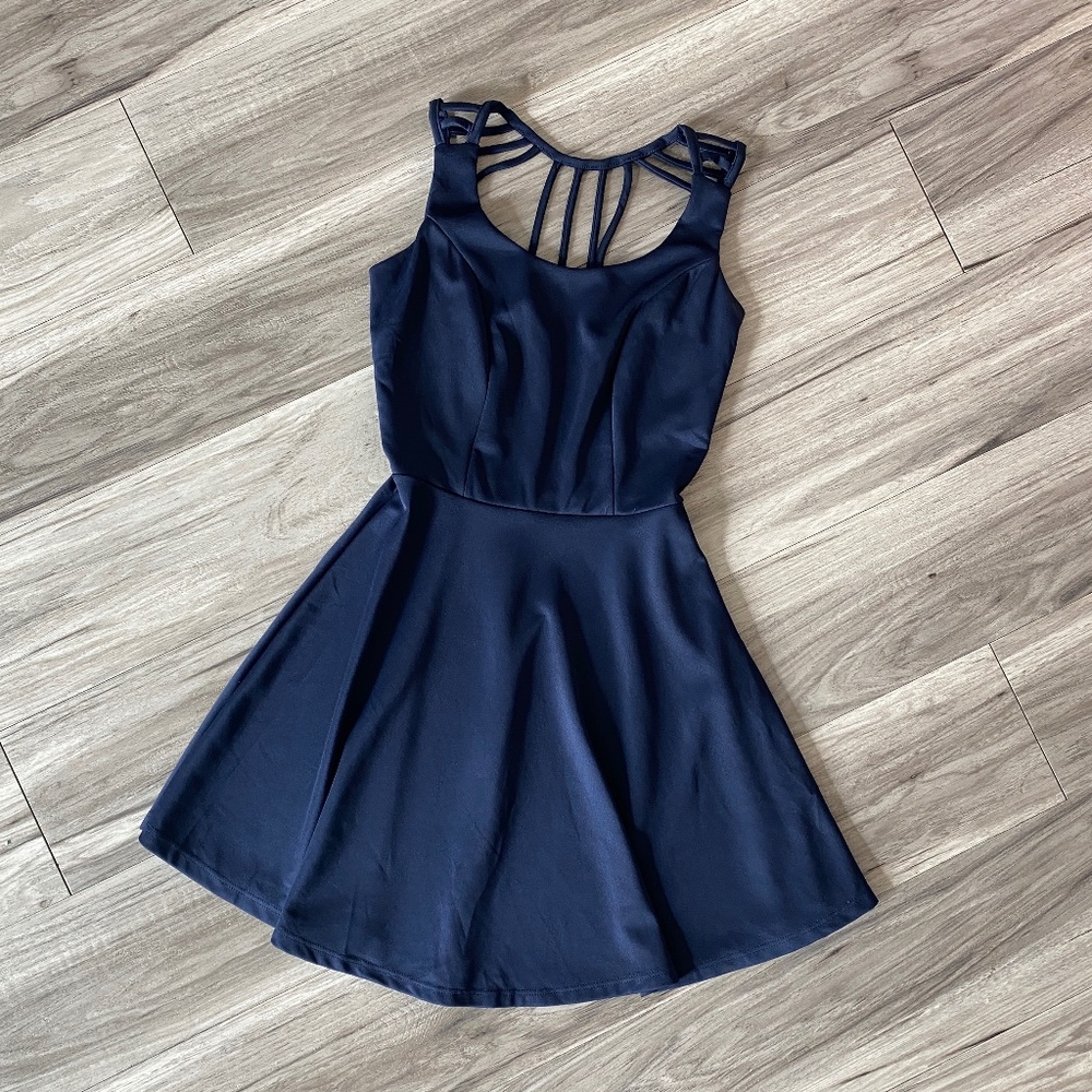 Navy A-line Skater Mini Dress Size XS